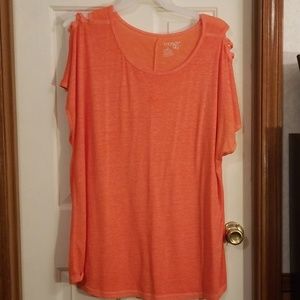 Terra and sky orange cold shoulder tee. Sz 20/22